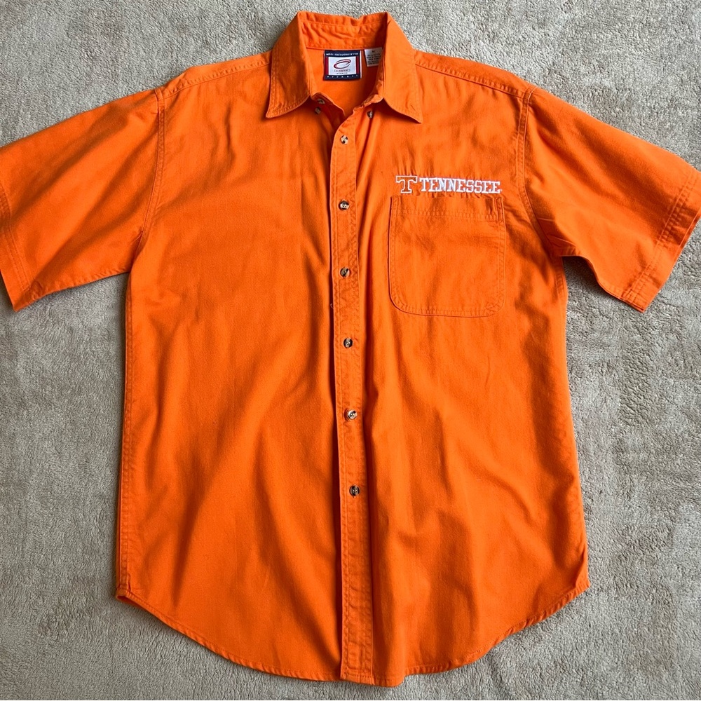 Tennessee Volunteers Vols Men's Orange Button-Down Button-Up Polo Cotton Shirt